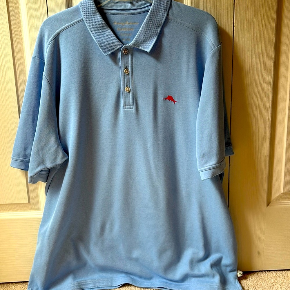 Tommy Bahama blue Island zone polo.